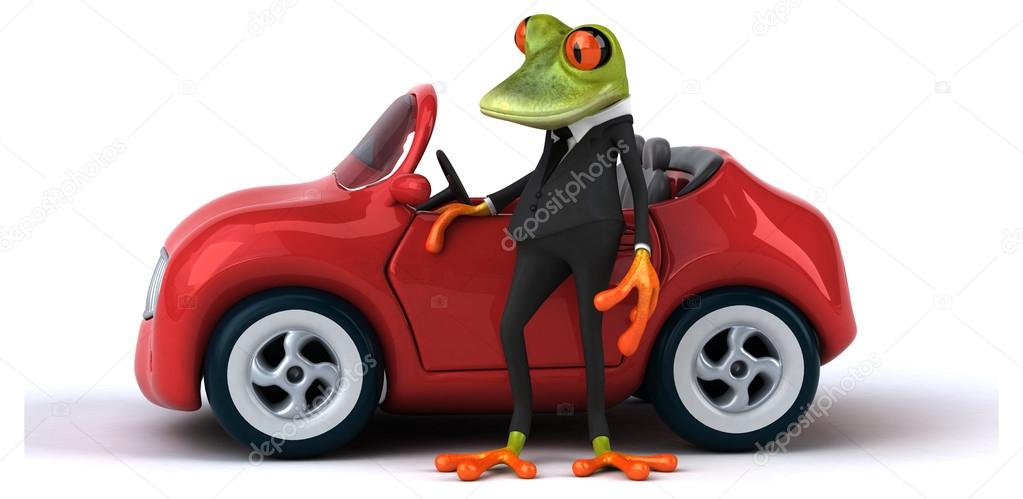 Fun frog in car