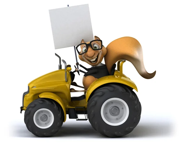 Lustiges Eichhörnchen im Traktor — Stockfoto