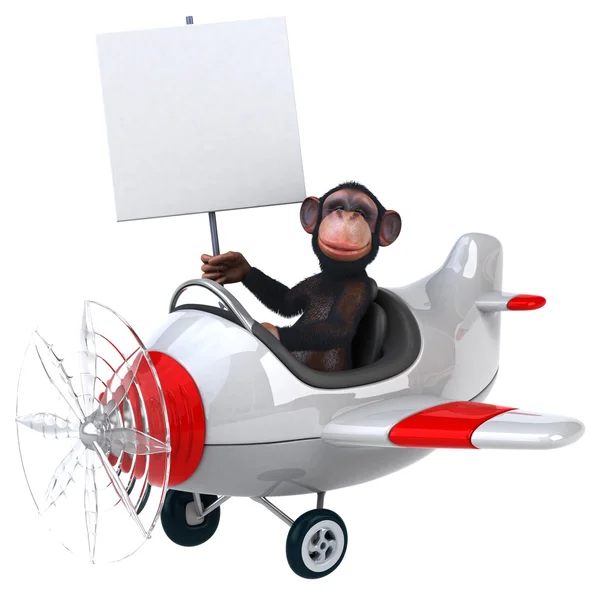 Mono divertido en avión — Foto de Stock