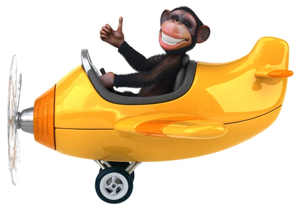 Macaco engraçado no avião — Fotografia de Stock