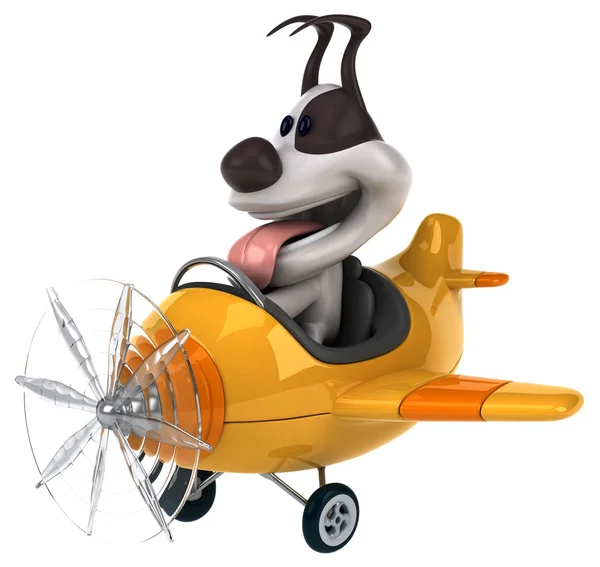 飛行機に面白い犬 — ストック写真