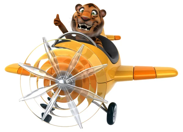 Lustiger Tiger im Flugzeug — Stockfoto