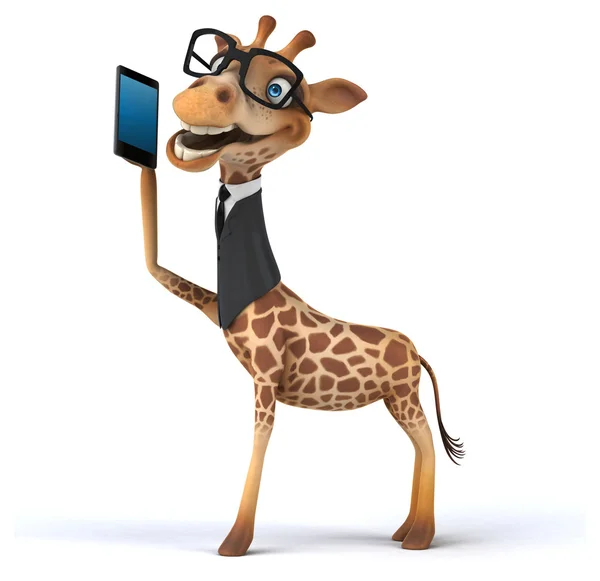 Girafa divertida com smartphone — Fotografia de Stock