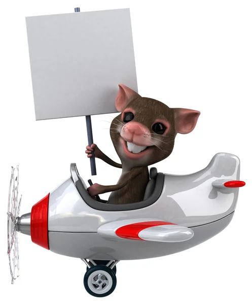 Zabawna myszy w samolocie — Zdjęcie stockowe