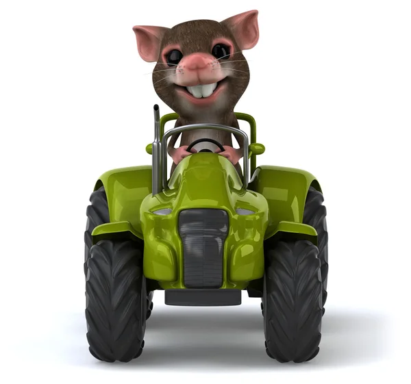 Funny mouse in tractor — Stock Photo, Image