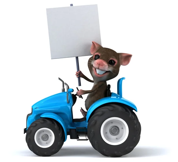 Funny mouse in tractor — Stock Photo, Image