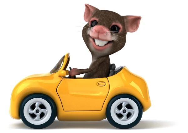 Legrační myš v autě — Stock fotografie
