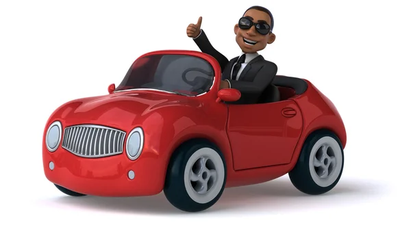 Cartoon businessman in car — Stock Photo, Image