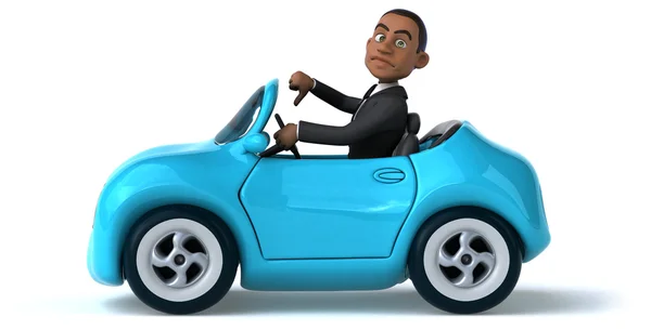 Cartoon zakenman in auto — Stockfoto