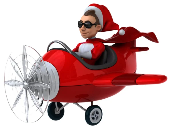 Fun Santa Claus in airplane — Stock Photo, Image
