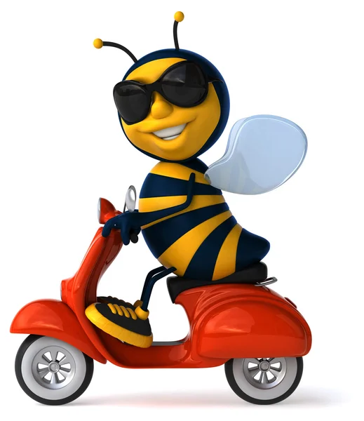 Zábavné žlutá včela na bílém pozadí — Stock fotografie