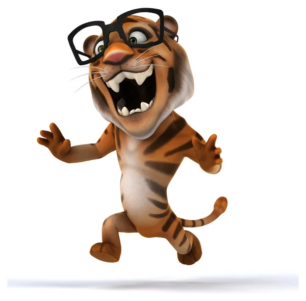 Tigre engraçado em branco — Fotografia de Stock