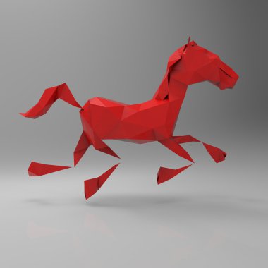 Gri arka plan üzerinde at