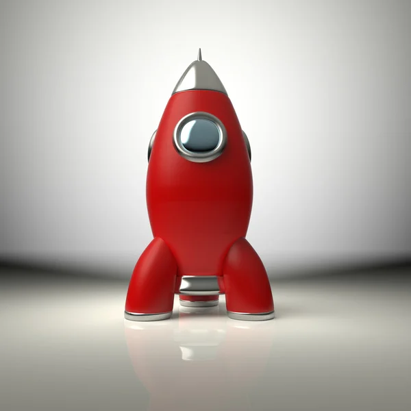 Kreslený červená raketa — Stock fotografie