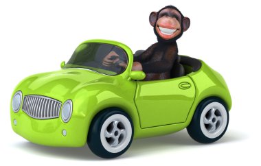 Arabada eğlenceli maymun