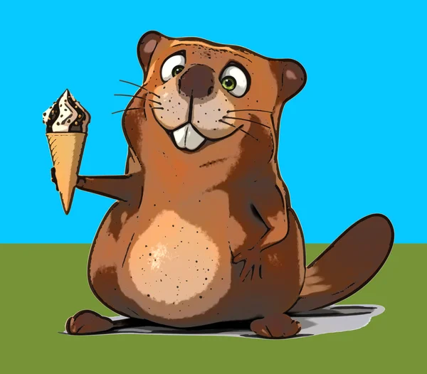 Fun cartoon beaver — Stock Photo, Image