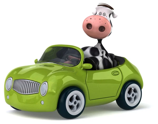 Lustige Kuh im Auto — Stockfoto