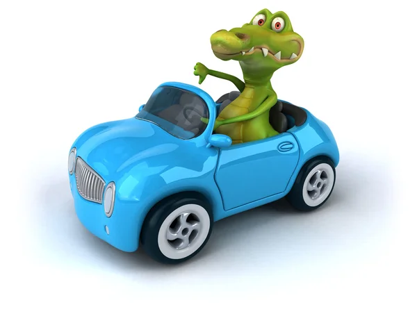 Смешной крокодил в машине — стоковое фото