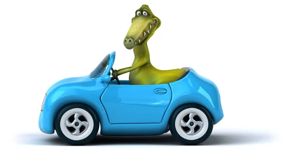 Vicces dinoszaurusz az autó — Stock Fotó