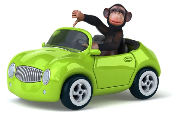 Macaco engraçado no carro — Fotografia de Stock