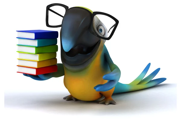 Divertente pappagallo con libro — Foto Stock
