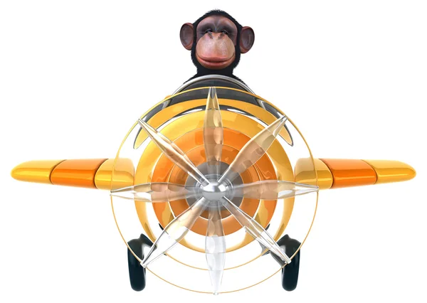 Macaco engraçado no avião — Fotografia de Stock