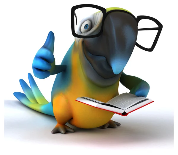 Eğlenceli bir kitap ile papağan — Stok fotoğraf