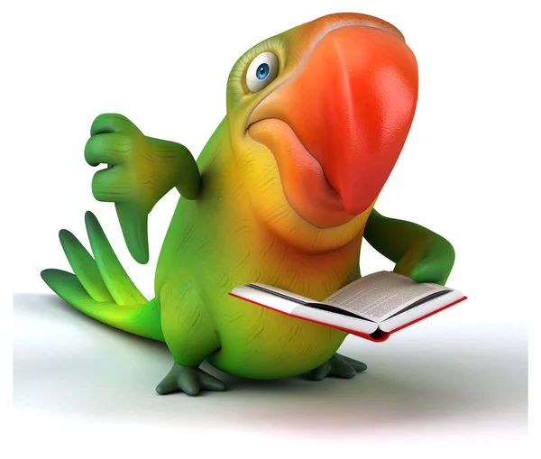 Divertido loro con libro — Foto de Stock