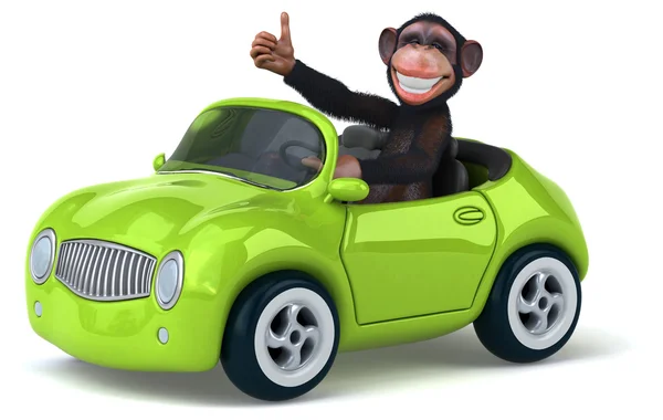 Divertido mono en coche —  Fotos de Stock