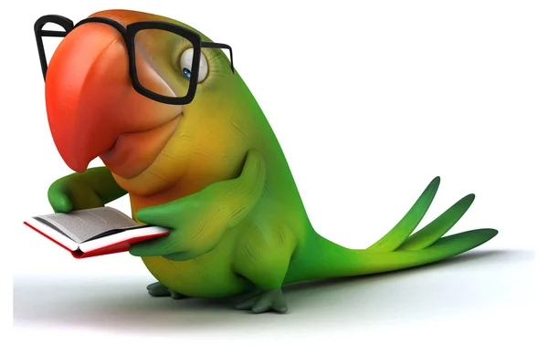 Plezier lezen boek parrot — Stockfoto