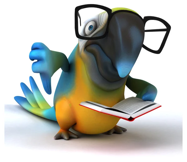 Fun parrot with book — Stock Photo, Image