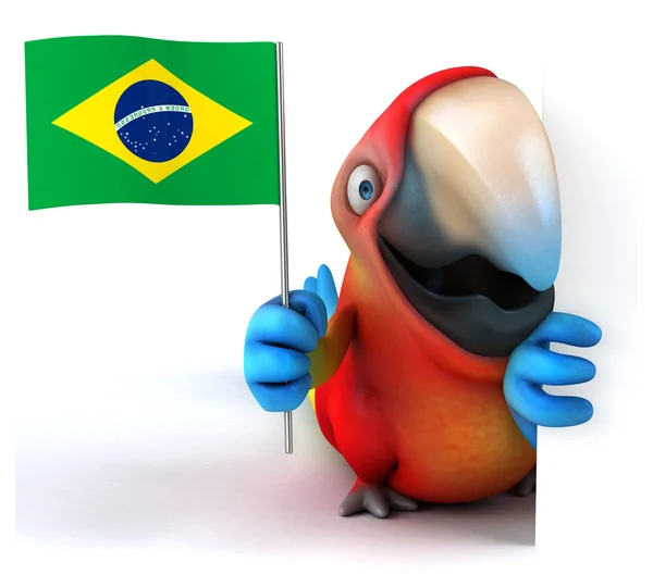 Веселий папуга з прапором — стокове фото