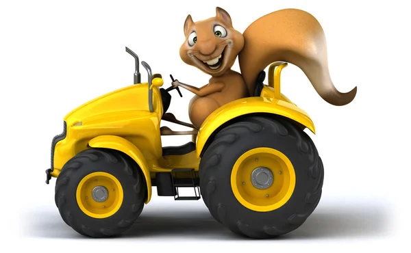 Fun squirrel on tractor — Stock Photo, Image