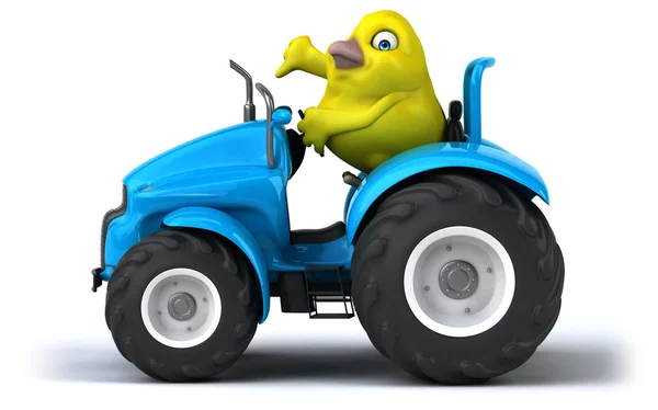 Yellow bird on tractor — Stock Photo, Image