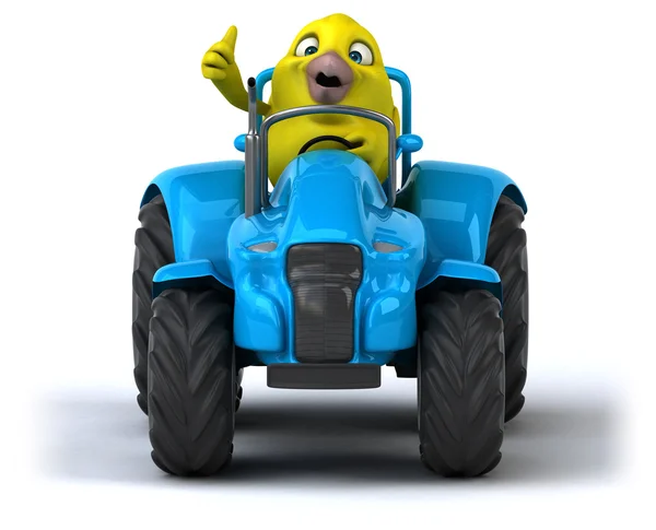 Yellow bird on tractor — Stock Photo, Image