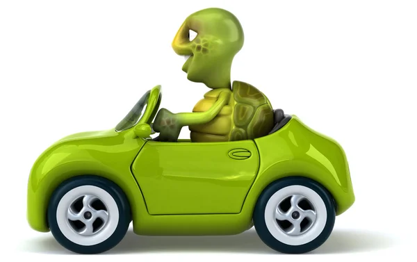 Веселая черепаха в машине — стоковое фото