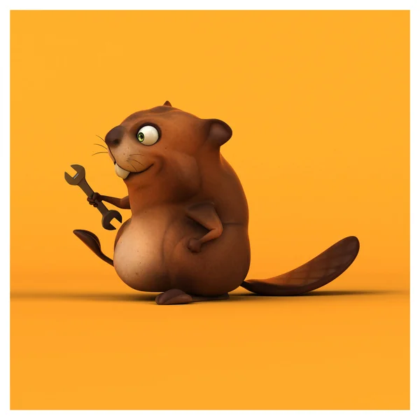 Fun beaver on yellow — Stock Photo, Image