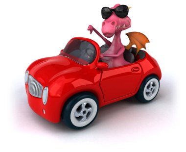 Araba üzerinde eğlenceli ejderha