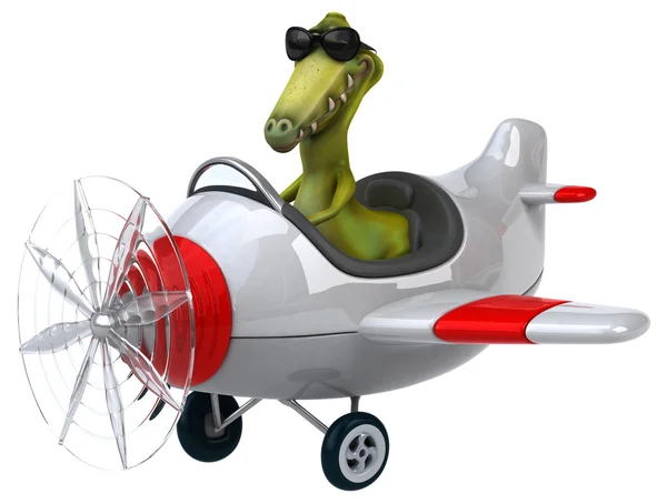 Dinosauro divertente in aereo — Foto Stock