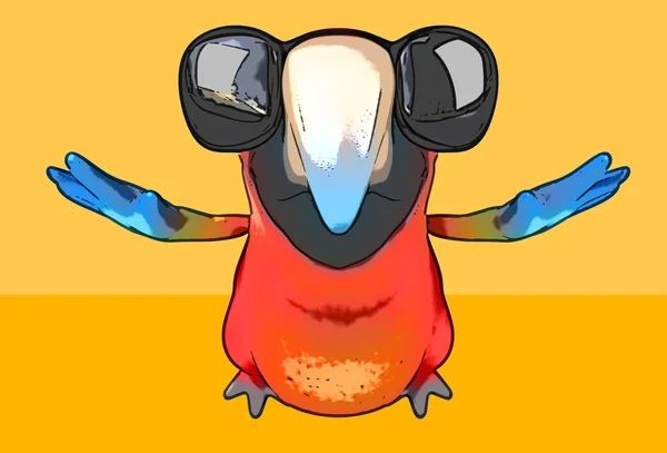 Roliga färgglada papegoja — Stockfoto