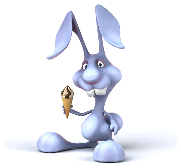 Fun rabbit with ice cream — Stock Photo, Image