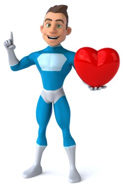 Sevimli çizgi film süper kahraman ile kalp