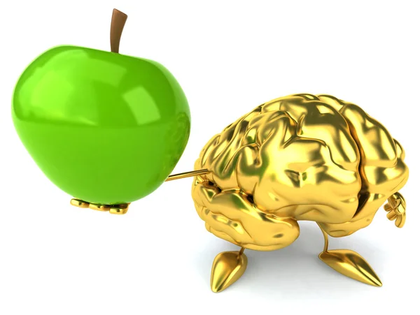 Fun cartoon gold brain — Stock Photo, Image