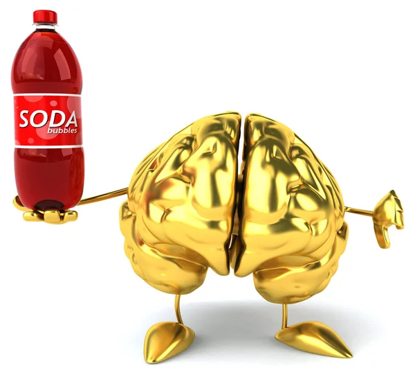 Fun cartoon gold brain — Stock Photo, Image