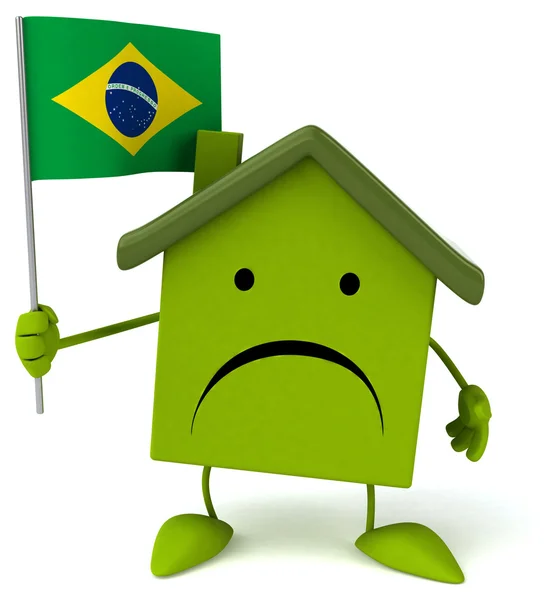 Triste desenho animado casa verde — Fotografia de Stock