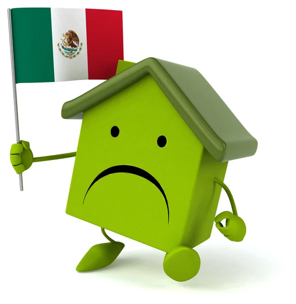 Sad cartoon green house — Stock Photo, Image