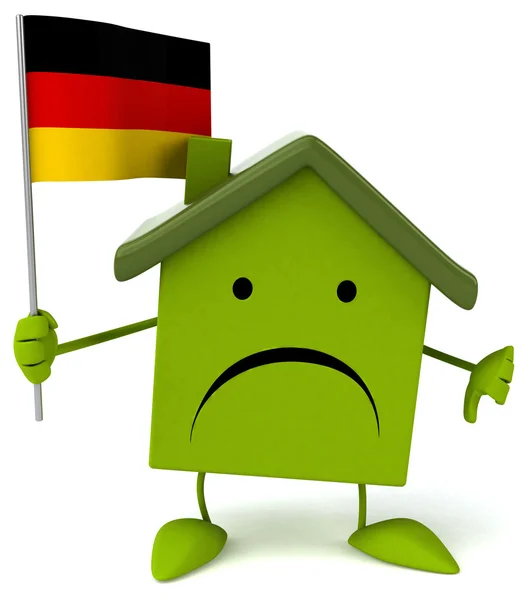 Sad cartoon green house — Stock Photo, Image