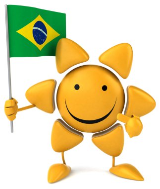 Eğlence gülümseyen güneş bayrak ile