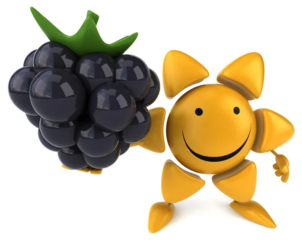 Fun smiling sun with blackberry — Stock Photo, Image