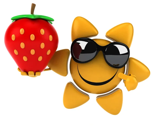 Fun smiling sun on sunglasses with strawberry — Stock Photo, Image